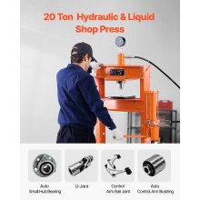 VEVOR Pressa Idraulica Manuale da Officina, Pressa da Officina con Telaio a H 20 T con Piastra di Pressatura Pressione 0,8-1,2 MPa, Pressa Idraulica Regolabile per Pavimento di Garage per Piegatura