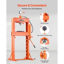 VEVOR Pressa Idraulica da Officina, Pressa Pneumatica da Officina con Telaio a H 30 T con Piastra di Pressatura Supporto Triangolare, Pressa Idraulica Stabile Regolabile per Pavimenti da Garage