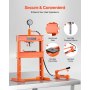 VEVOR Pressa Idraulica Manuale da Officina, Pressa da Officina con Telaio a H 10 T con Piastra di Pressatura Base a Forma di H, Pressa Idraulica Regolabile per Pavimento di Garage per Piegatura