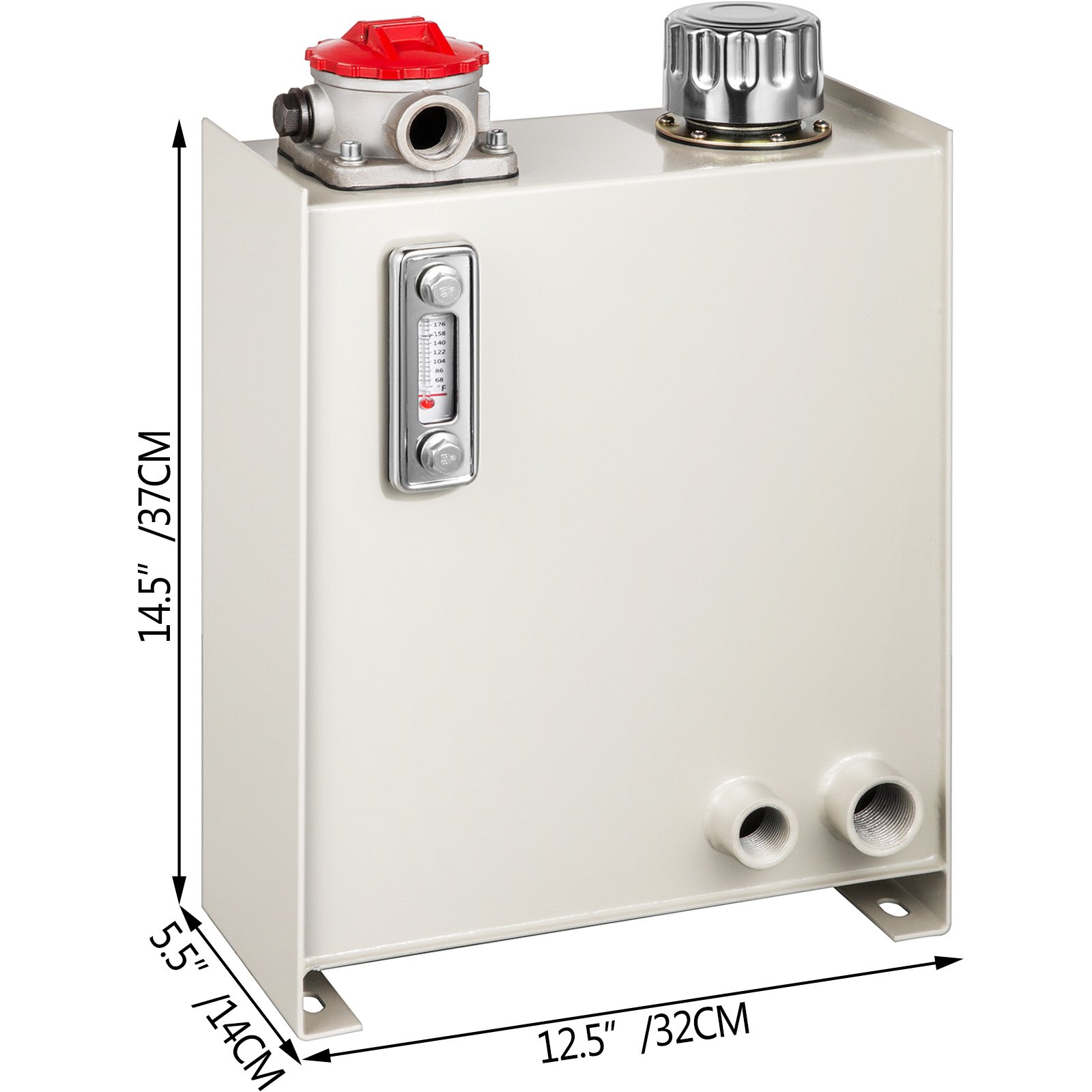 Serbatoio Dell'olio Idraulico Serbatoio Acciaio Olio 15l Bianco Con Termometro