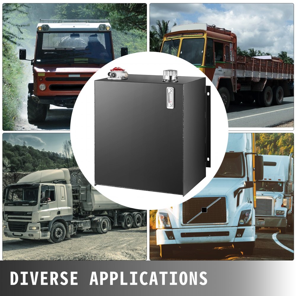 VEVOR 25 Gallon Oil Container Hydraulic Oil Tank Black, 95L Tank for Hydraulic Power Units Hydraulic Oil Tank, Hydraulic Reservoir with Oil Temperature Gauge, Level Indicator, Heating Oil, Hydraulic Filter