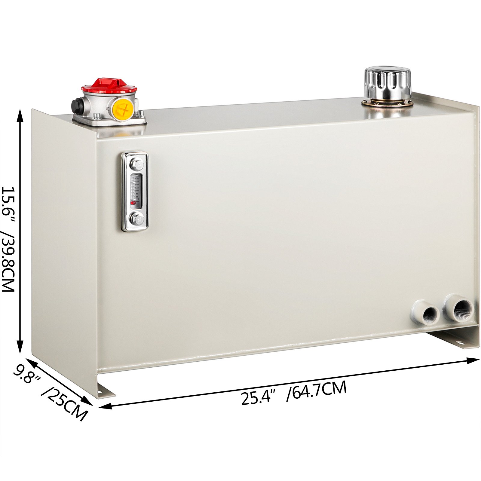 Serbatoio Dell'olio Idraulico Serbatoio Acciaio Olio 50l Bianco Con Termometro