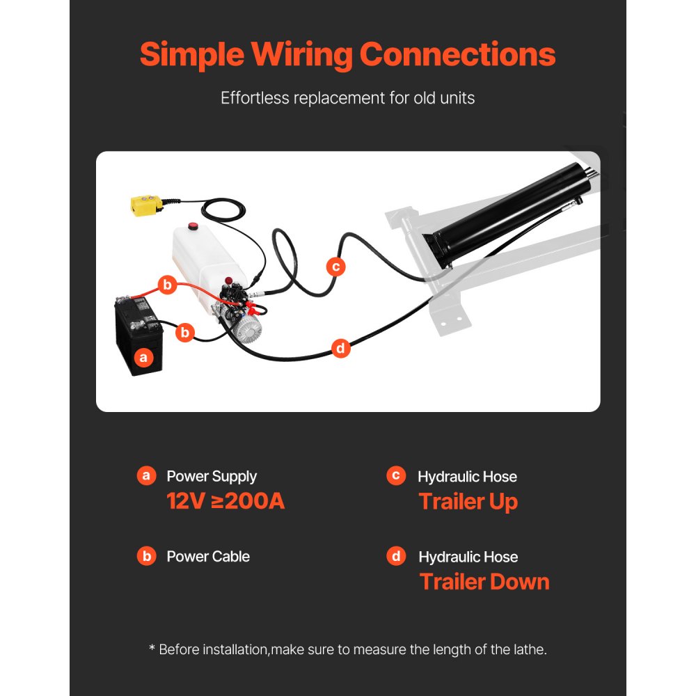 VEVOR Kit di Sollevamento Idraulico per Cassone Ribaltabile a Forbice, Kit per Rimorchio Ribaltabile 8 T con Unità Pompa Idraulica da 12 V, Adatto per Camion con Cassone Ribaltabile a Forbice