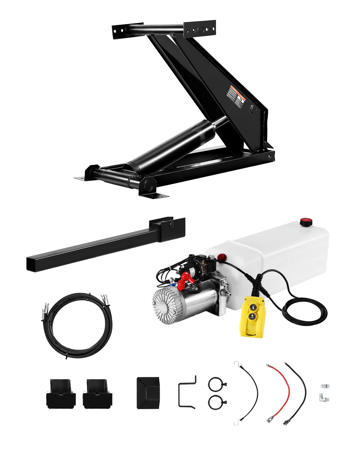 VEVOR Kit di Sollevamento Idraulico per Cassone Ribaltabile a Forbice, Kit per Rimorchio Ribaltabile 10 T con Unità Pompa Idraulica da 12 V, Adatto per Camion con Cassone Ribaltabile a Forbice