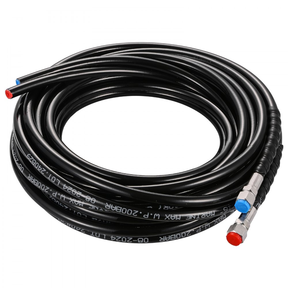 VEVOR Kit Sterzo Idraulico per Fuoribordo 150 CV Sistema di Sterzo Idraulico da Barche, Volante, Pompa del Timone, Cilindro Idraulico e 2 Tubi Flessibili per Imbarcazioni Monomotore a Stazione Singola