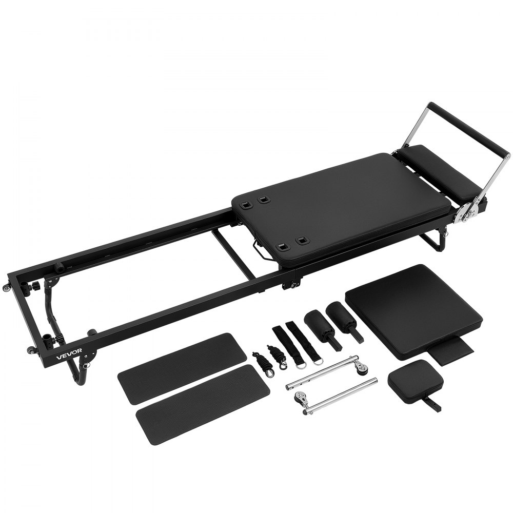 VEVOR Pilates Reformer Pieghevole Carico 181kg Lunghezza 2,3m Telaio Ferro Attrezzatura per Allenamento Fisico, Pedana Pilates da Palestra, Esercizio per Forza, Mobilità, Flessibilità, Controllo Corpo