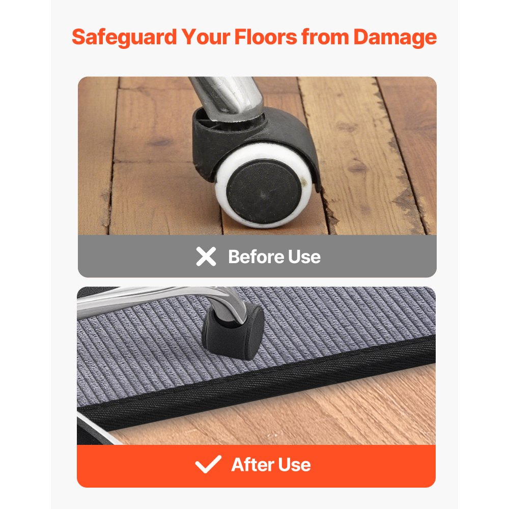 VEVOR Tappetino per Sedia 1225 x 915 mm Tappeto Sedia Ufficio per Pavimenti Duri, Protezione per Sedie a Rotelle, Superficie in Velluto a Coste, Antiscivolo e Facile Pulire, Ufficio Domestico, Grigio