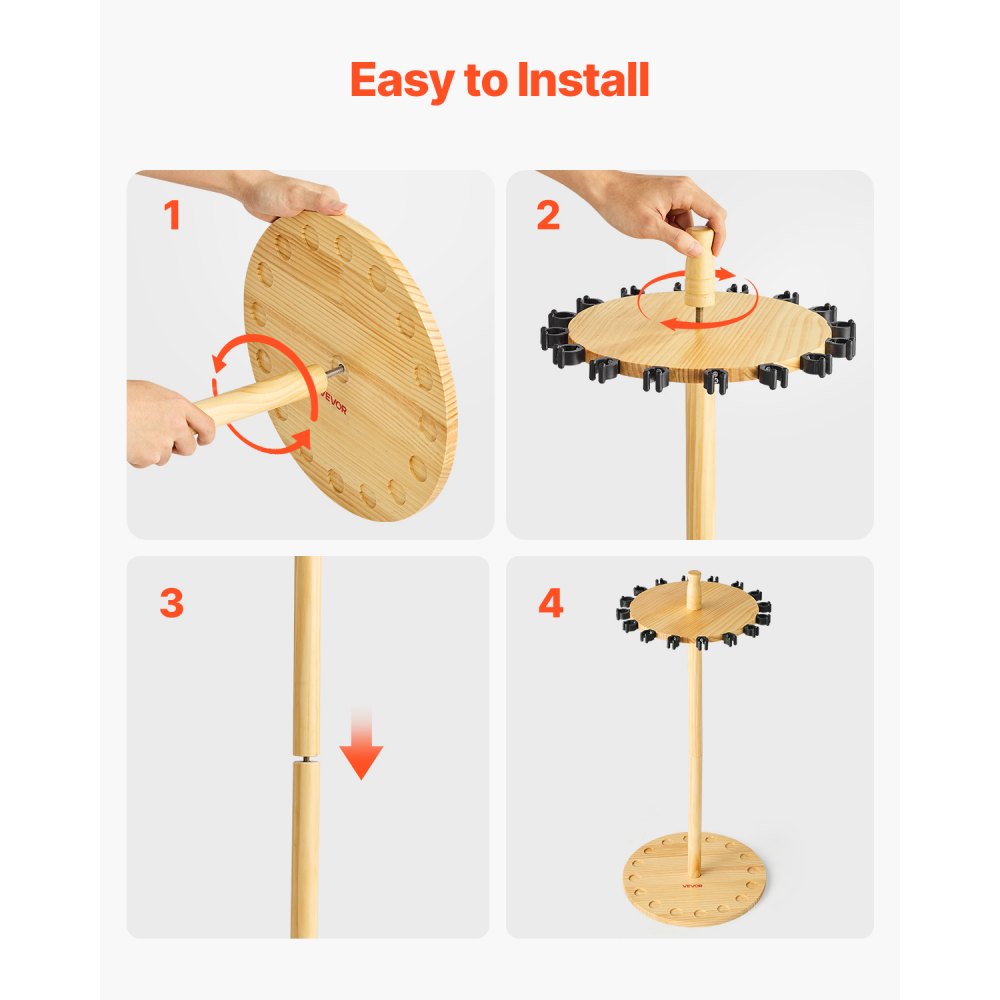 VEVOR Portacanne da Pesca per 16 Aste 330 x 770 mm Supporto in Legno Girevole a 360°, Rotondo, per Organizzare e Riporre Canne, Supporto da Pavimento Salvaspazio per Attrezzatura da Pesca