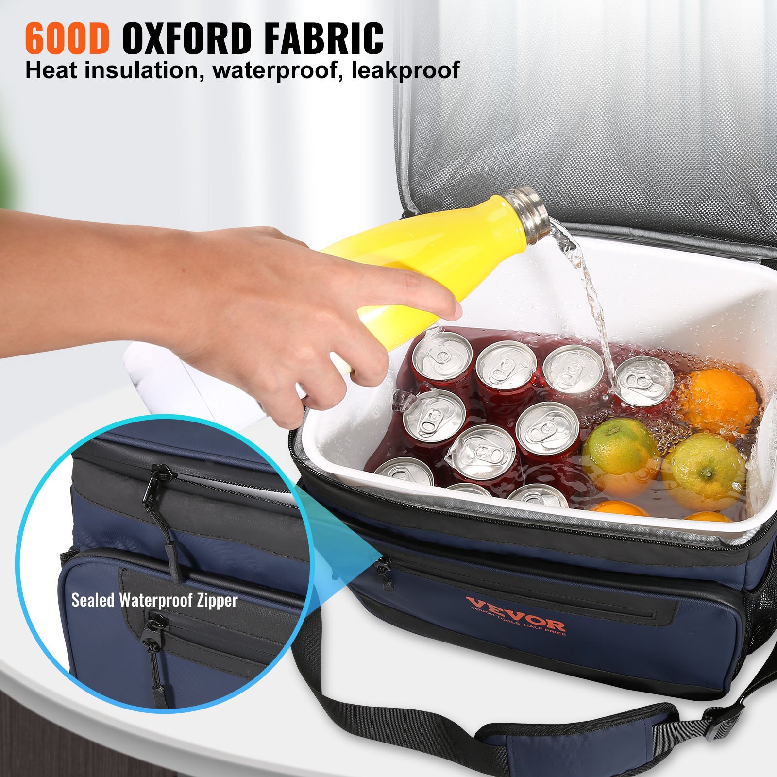 VEVOR Borsa Frigo Isotermica Portatile Rigida 310x230x245mm con Tracolla Regolabile Capienza 24 Lattine ca. Attività all'Aperto Campeggio Picnic Festa, Borsa Frigo Portatile Bibite Bevande Alimenti