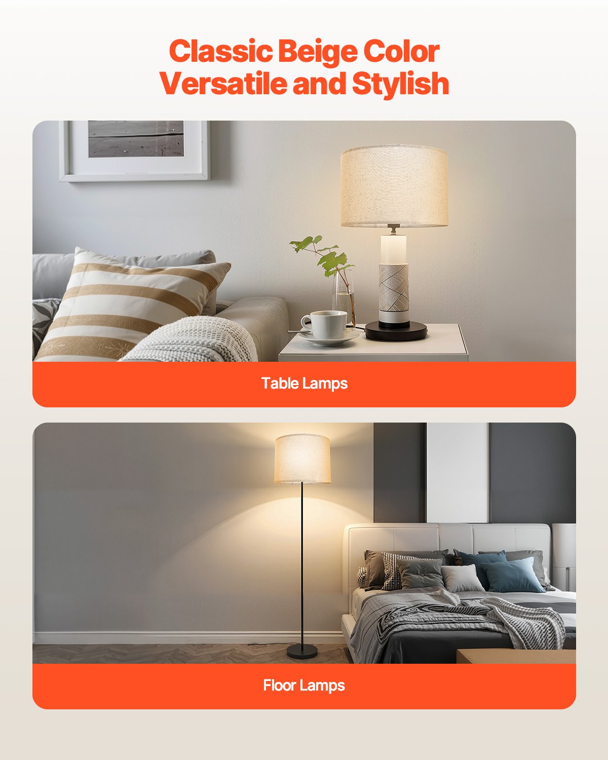 VEVOR Drum Lampshade 33 x 33 x 25 cm (top x bottom x height), 1 pc. Medium-sized replacement shade made of linen + PVC, lampshade for table lamps, floor lamps, pendant lights (light linen)