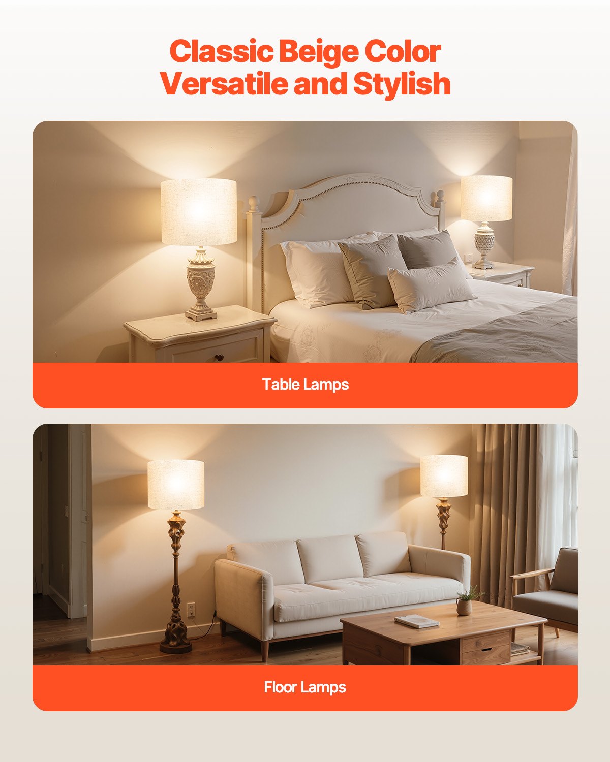 VEVOR Paralume a Tamburo 330 x 330 x 250 mm Dimensioni Medio, Paralume di Ricambio per Lampade da Tavolo, Lampada da Terra Lampadina a Sospensione, Copri Lampadine 2 Pezzi, Lino Chiaro