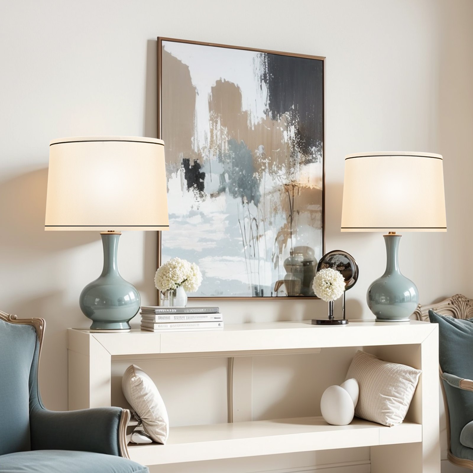 VEVOR Paralume Set da 2 Pezzi Copri Lampadine con Arpa 290 x 320 x 245 mm, Paralume di Ricambio per Lampade da Tavolo, Lampada da Terra Lampadine a Sospensione, Lino Bianco