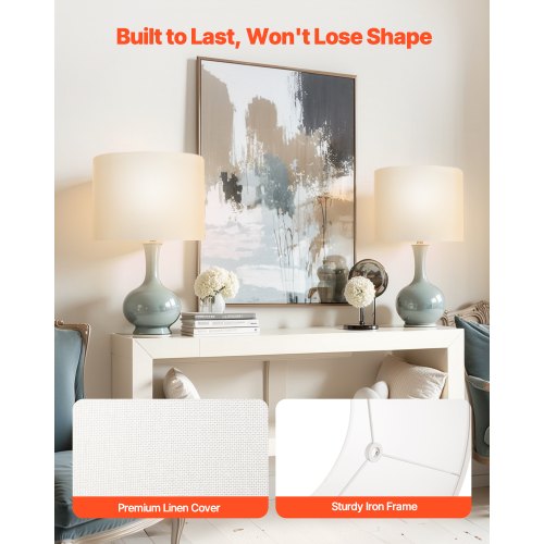 Set Di 2 Paralumi A Tamburo In Tessuto Nero – 33x33x25 Cm Per Lampade Da Tavolo E Terra