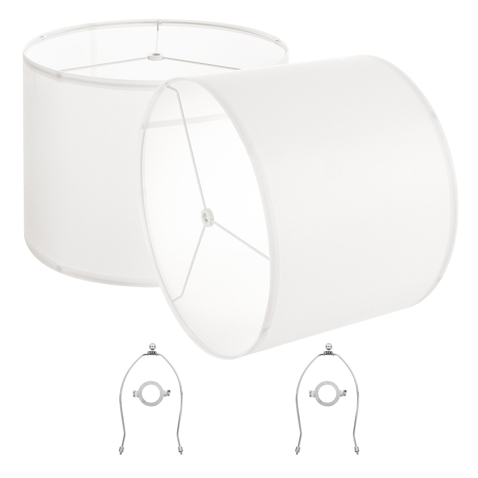 VEVOR Paralume a Tamburo, Set da 2 Pezzi Copri Lampadine con Arpa 400 x 400 x 300 mm, Paralume di Ricambio per Lampade da Tavolo, Lampada da Terra Lampadine a Sospensione, Lino Bianco Sporco