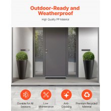 VEVOR Vasi Grandi Neri Rotondi per Piante da Interno ed Esterno, Grandi Fioriere Affusolate 350 mm x 350 mm x 590 mm Confezione da 2, per Portico, Patio, con Design Moderno e Drenaggio Integrato