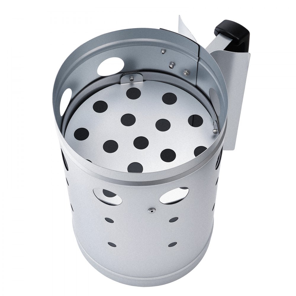 VEVOR Accenditore di Carbone Camino di Carbonella Capacità da 1,8 kg, Accenditore in Acciaio per Griglie a Carbone Barbecue Portatile, Strumento per Grigliare, Argento