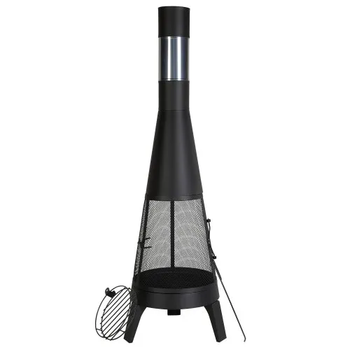 VEVOR Chiminea ad Alta Tolleranza 508 mm Braciere a Legna da Esterno, Camino Conico per Barbecue e Riscaldamento, con Griglia a Maglie, Coperchio Antiruggine per Camino, per Patio, Giardino, Cortile