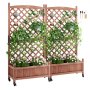 VEVOR 2 Pezzi Letto da Giardino Rialzato con Traliccio, Fioriere da Esterno in Legno Rialzate con Fori di Drenaggio, Fioriera a Traliccio Autoportante per Piante Rampicanti Fiori in Giardino, Patio, B