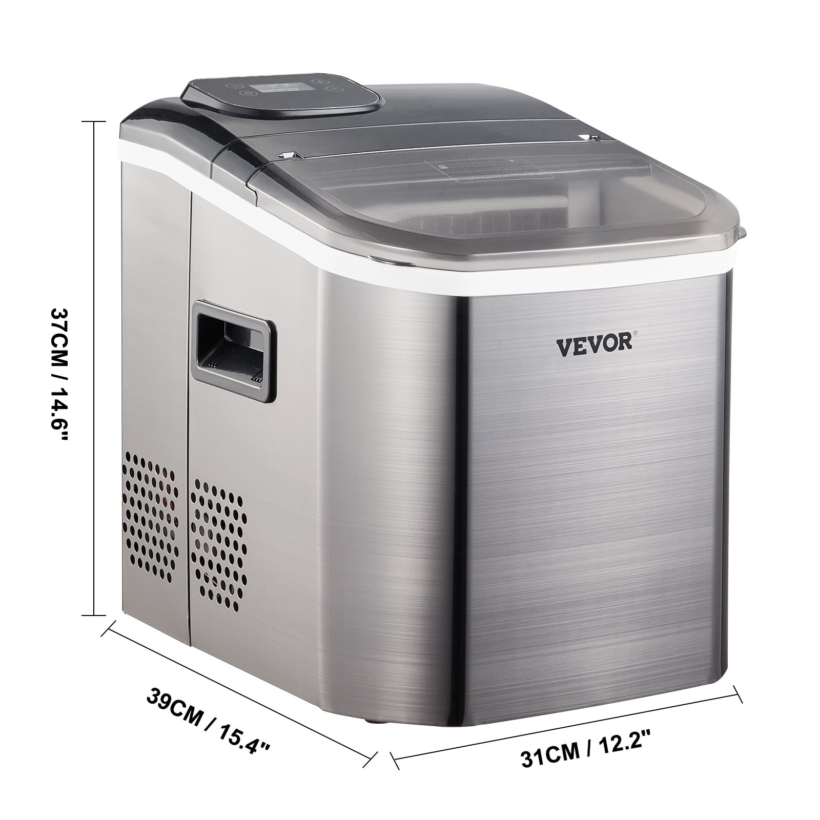 VEVOR Macchina per Ghiaccio Commerciale, 40 Libbre per 24 Ore Ice Maker in ABS, 11,8 kg Macchina per Ghiaccio Contro Soffitto Cubetti per Cucina Casa, 31 x 39 x 37 cm Fabbricatore di Ghiaccio 1,5 L