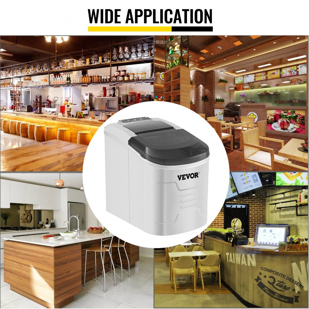 VEVOR Macchina per Ghiaccio Professionale, 12 kg per 24 Ore Ice Maker Commerciale, 112 W Macchina per Ghiaccio Contro Soffitto Cubetti per Cucina Bar Casa, 32,5 x 22 x 30,5 cm Fabbricatore di Ghiaccio