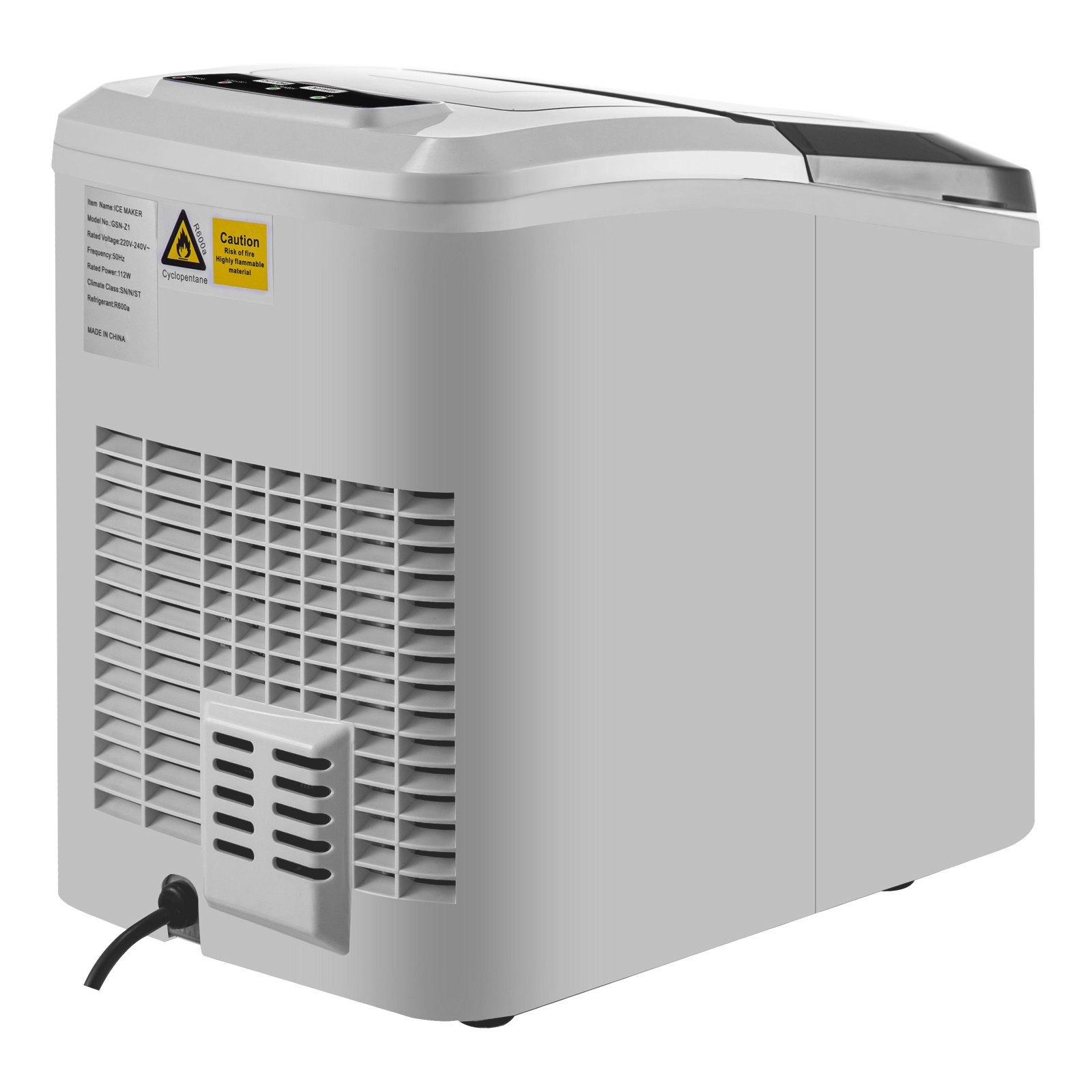 VEVOR Macchina per Ghiaccio Professionale, 12 kg per 24 Ore Ice Maker Commerciale, 112 W Macchina per Ghiaccio Contro Soffitto Cubetti per Cucina Bar Casa, 32,5 x 22 x 30,5 cm Fabbricatore di Ghiaccio