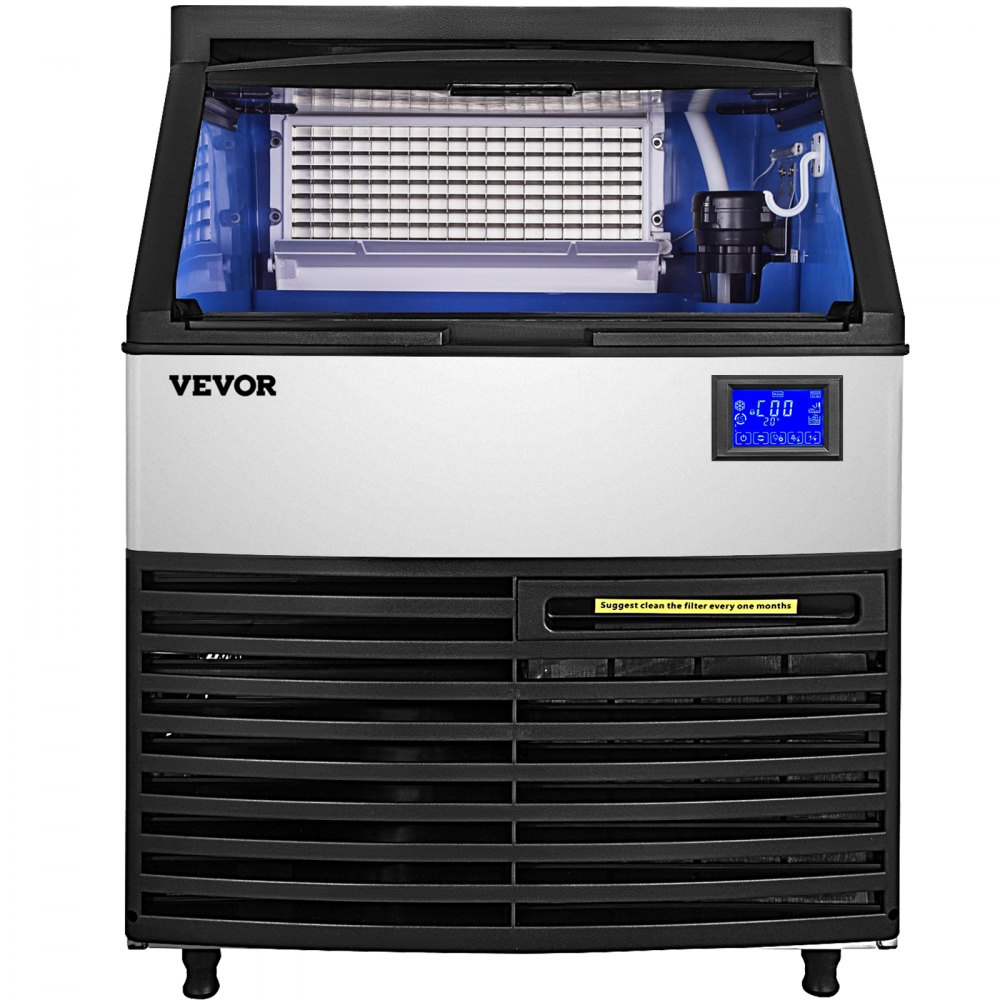 Ice Maker Ice Cube Machine 130kg/287lbs Commercial Sterilizing Lamp 22mm Cube