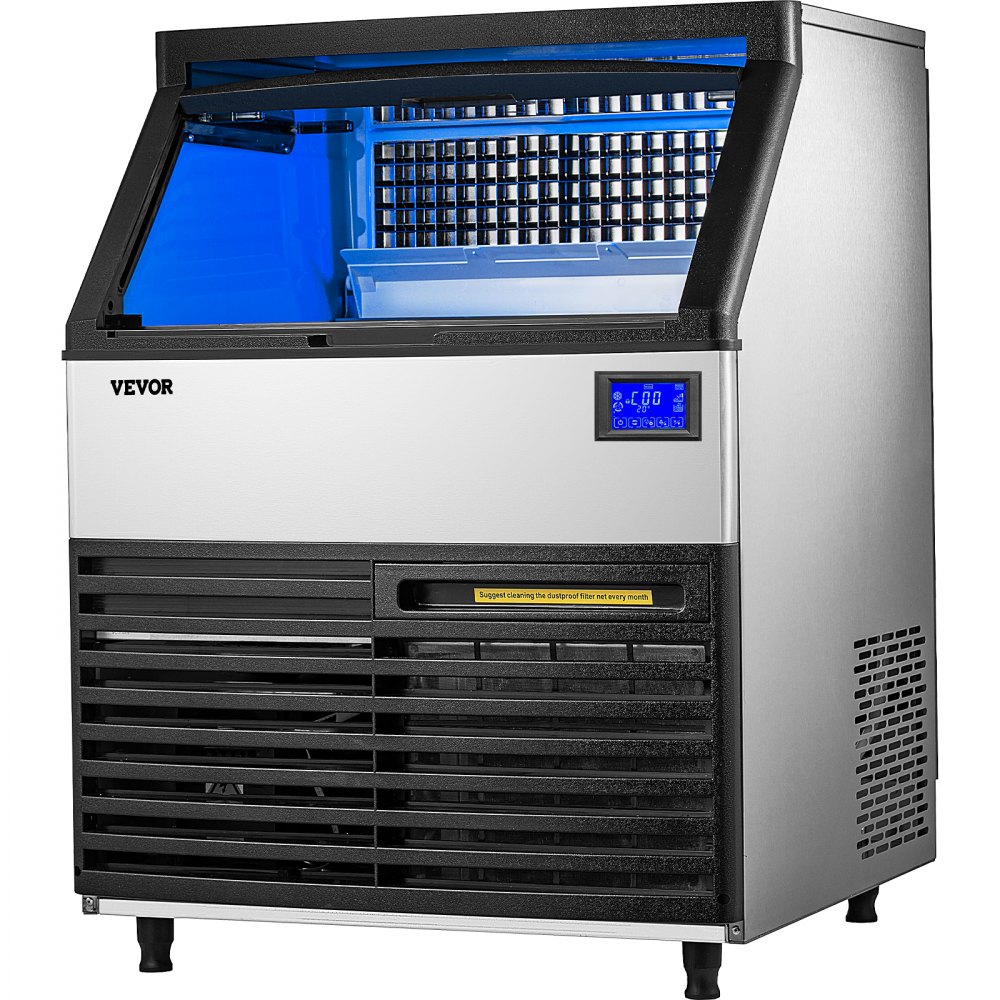 Ice Maker Ice Cube Machine 130kg/287lbs Commercial Sterilizing Lamp 22mm Cube