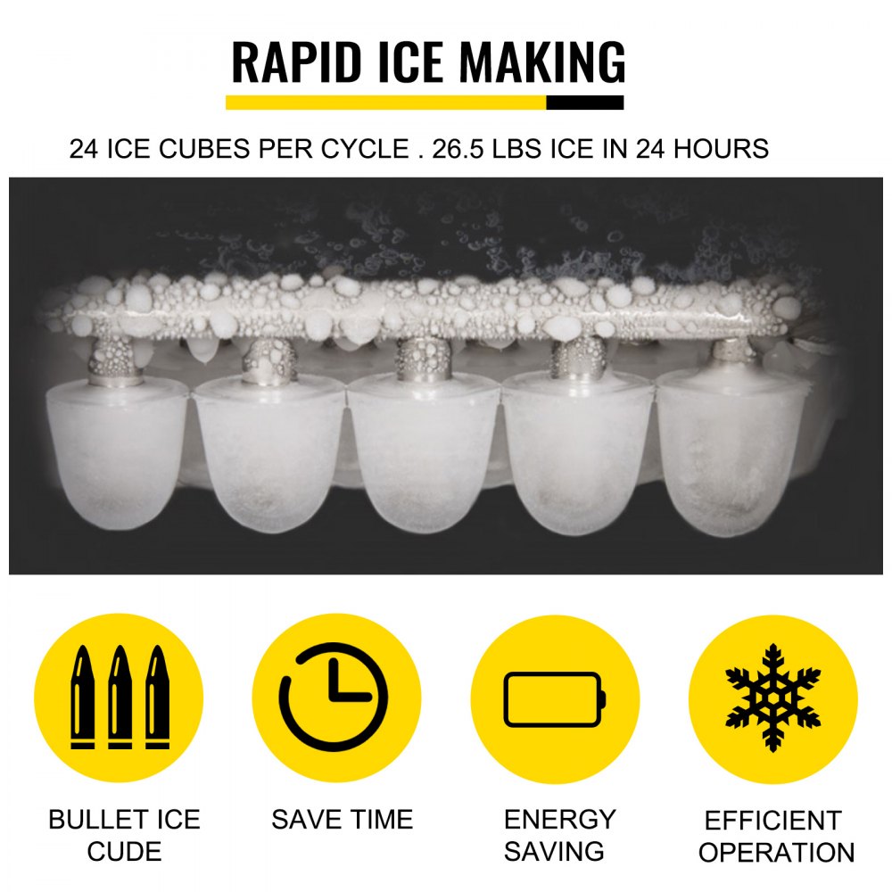 Macchina Per Ghiaccio 12kg Per 24 Ore Ice Maker Acciaio Inossidabile 220v