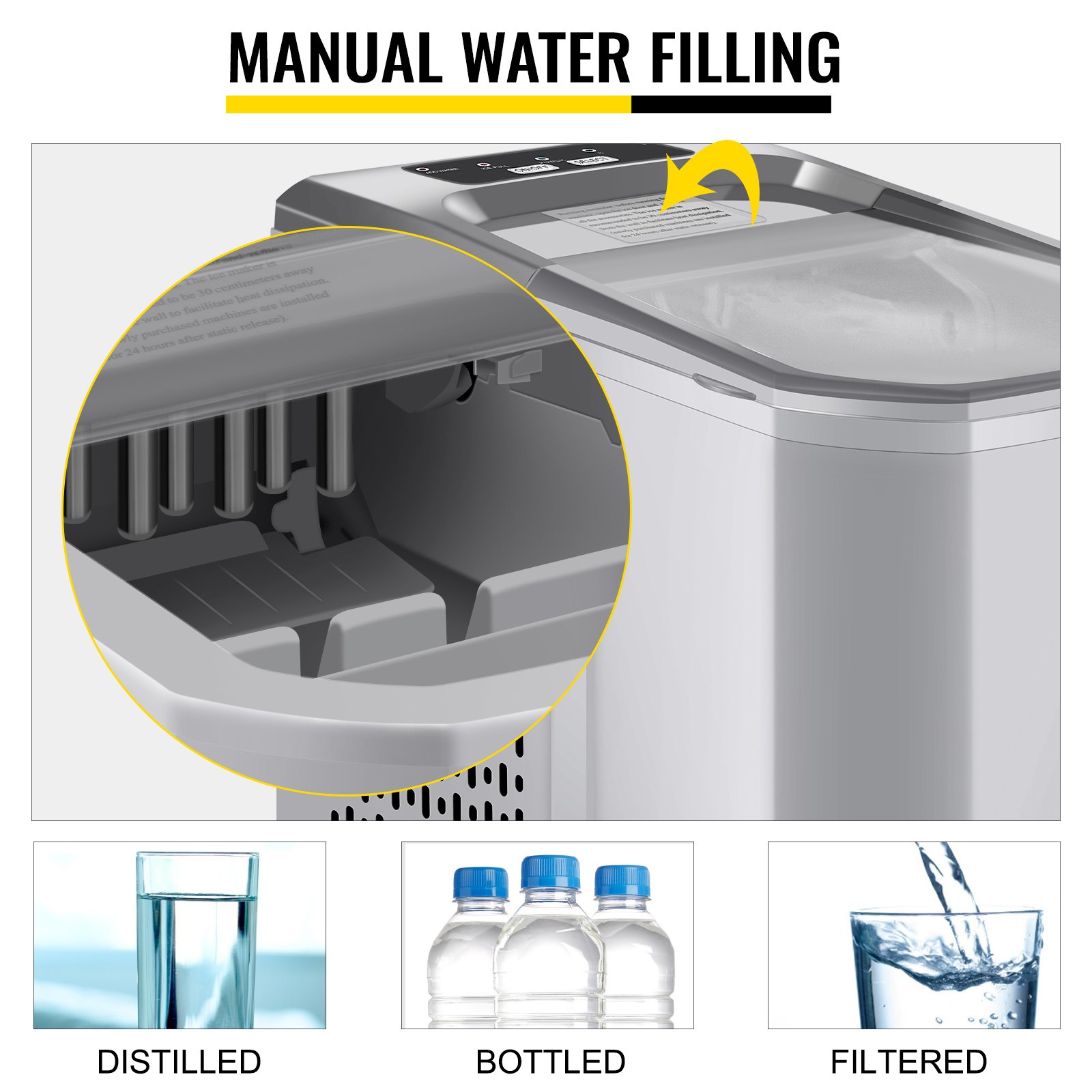 Macchina Per Ghiaccio 12kg Per 24 Ore Ice Maker Acciaio Inossidabile 220v