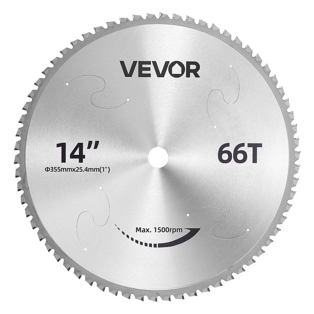 VEVOR Lama per Troncatrice Dimensioni 355,6 mm con 66 Denti Punta in Cermet, Taglio a Freddo di Metalli, Fino a 4000 Tagli a Superfici Lisce Senza Sbavature, Basso Rumore e Fori Dissipazione Calore