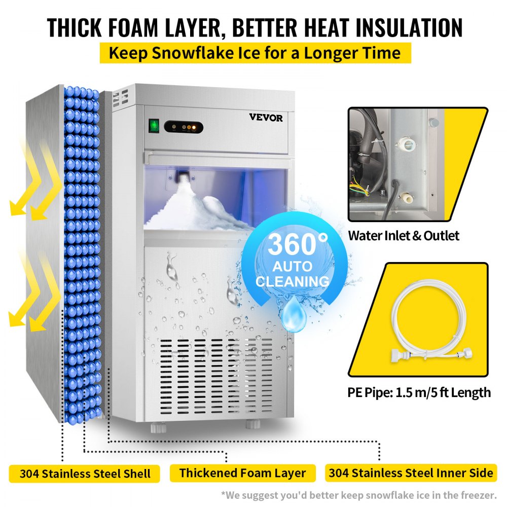 Macchina Ghiaccio 450w 60kg/24 Ore Macchina Per Fiocchi Di Neve Commerciale