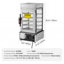 VEVOR Scaldavivande Commerciale Elettrico Display 5 Ripiani 37 L Mobiletto Pizza