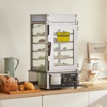 VEVOR Scaldavivande Commerciale Elettrico Display 5 Ripiani 37 L Mobiletto Pizza