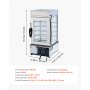 VEVOR Espositore Scaldavivande Commerciale a 5 Ripiani, Espositore Scaldavivande da 1200 W con Luce LED, Ripiano Regolabile e Struttura in Acciaio Inossidabile da 120 L per Hamburger, Pizza, Pane