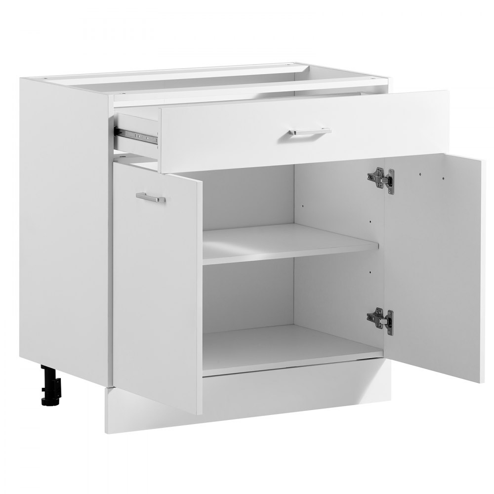 VEVOR Mobiletto Base Pronto per Montaggio Larghezza 80cm 1 Cassetto 2 Ante Mobiletto non Assemblato, 800 x 475 x 815mm, Chiusura Ammortizzata, Ripiano Regolabile, per Cucina, Ufficio, Soggiorno, Bagno