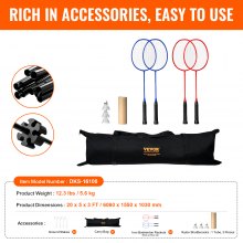 VEVOR Set Rete da Badminton Tennis Set Rete Portatile Pallavolo Esterno 606cm