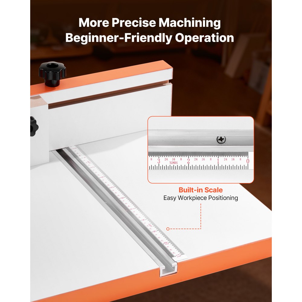 VEVOR Tavolo per Trapano a Colonna 605 x 300 mm, Tavolo per Fresatrice con Guida Regolabile e Blocco di Arresto, Scanalature a T Altamente Compatibili, Piano del Tavolo in MDF, Bilancia Integrata