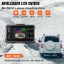 Interruttore LCD intelligente del riscaldatore d'aria diesel VEVOR in un paesaggio innevato con un veicolo 4x4.