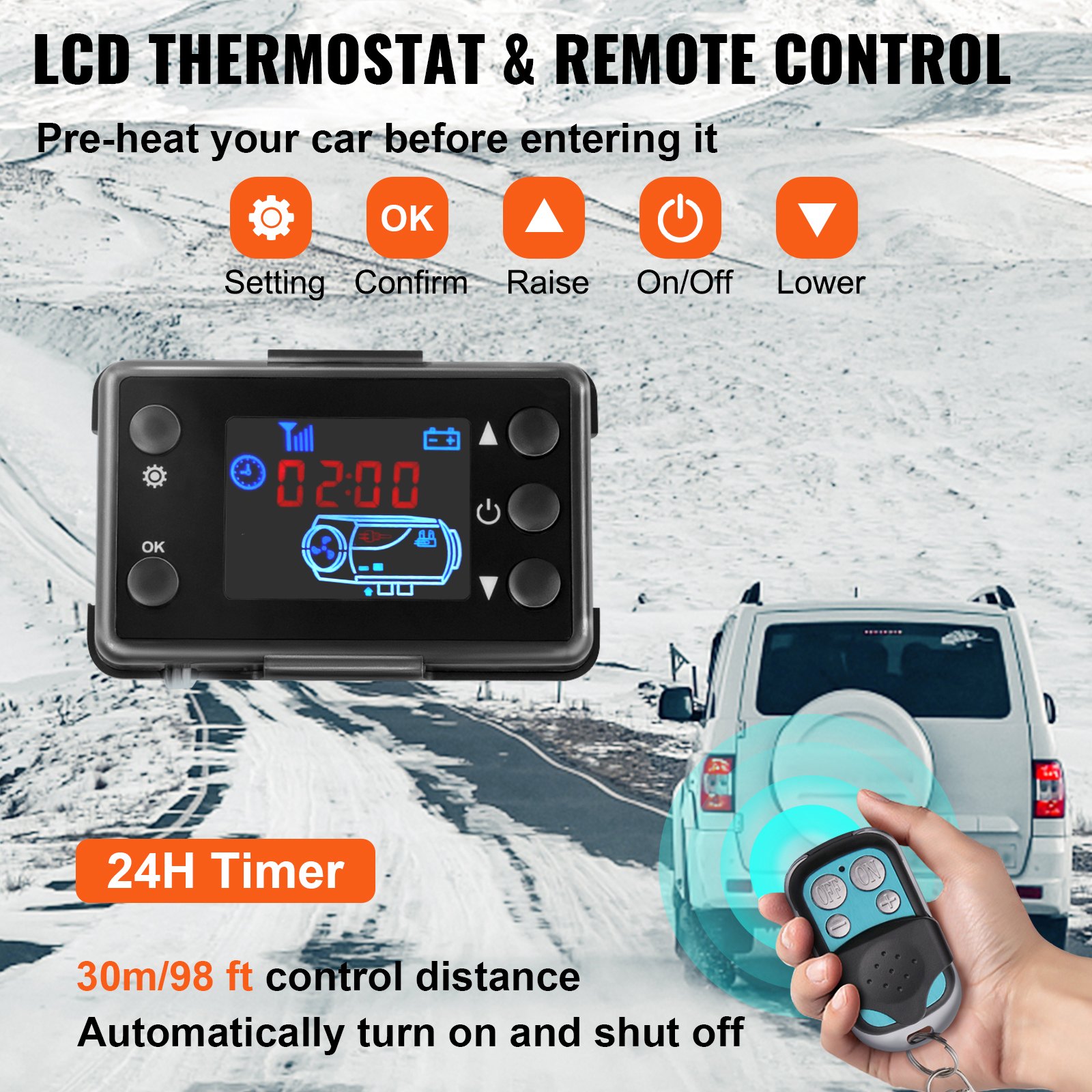 VEVOR 5KW 12V diesel parco riscaldatore con display digitale LCD, kit di riscaldamento diesel parco aria con silenziatore per camion a bordo