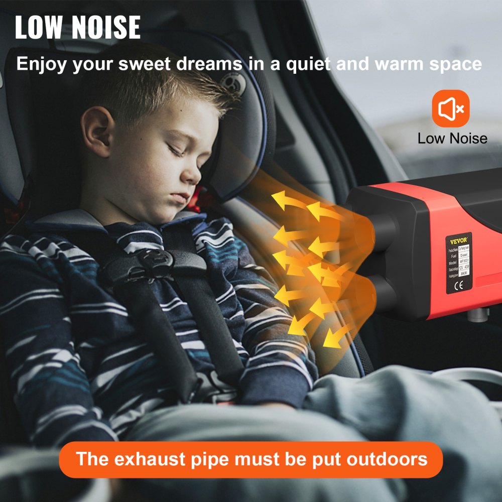 VEVOR Riscaldatore d'Aria Diesel con Silenziatore, WF5001 8KW 12V Riscaldatore di Parcheggio per Il Riscaldamento della Cabina di Vari Veicoli Diesel, Come Automobili, Camper, Autobus, Furgoni, Camion