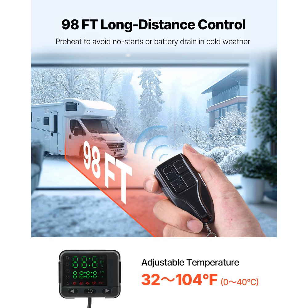 VEVOR Riscaldatore d'Aria Diesel, 12-24V 8KW, Riscaldamento Rapido con Telecomando e Display Digitale Colorato, Serbatoio del Carburante da 5 L, Silenzioso, Annuncio Vocale, per Camper, Camion