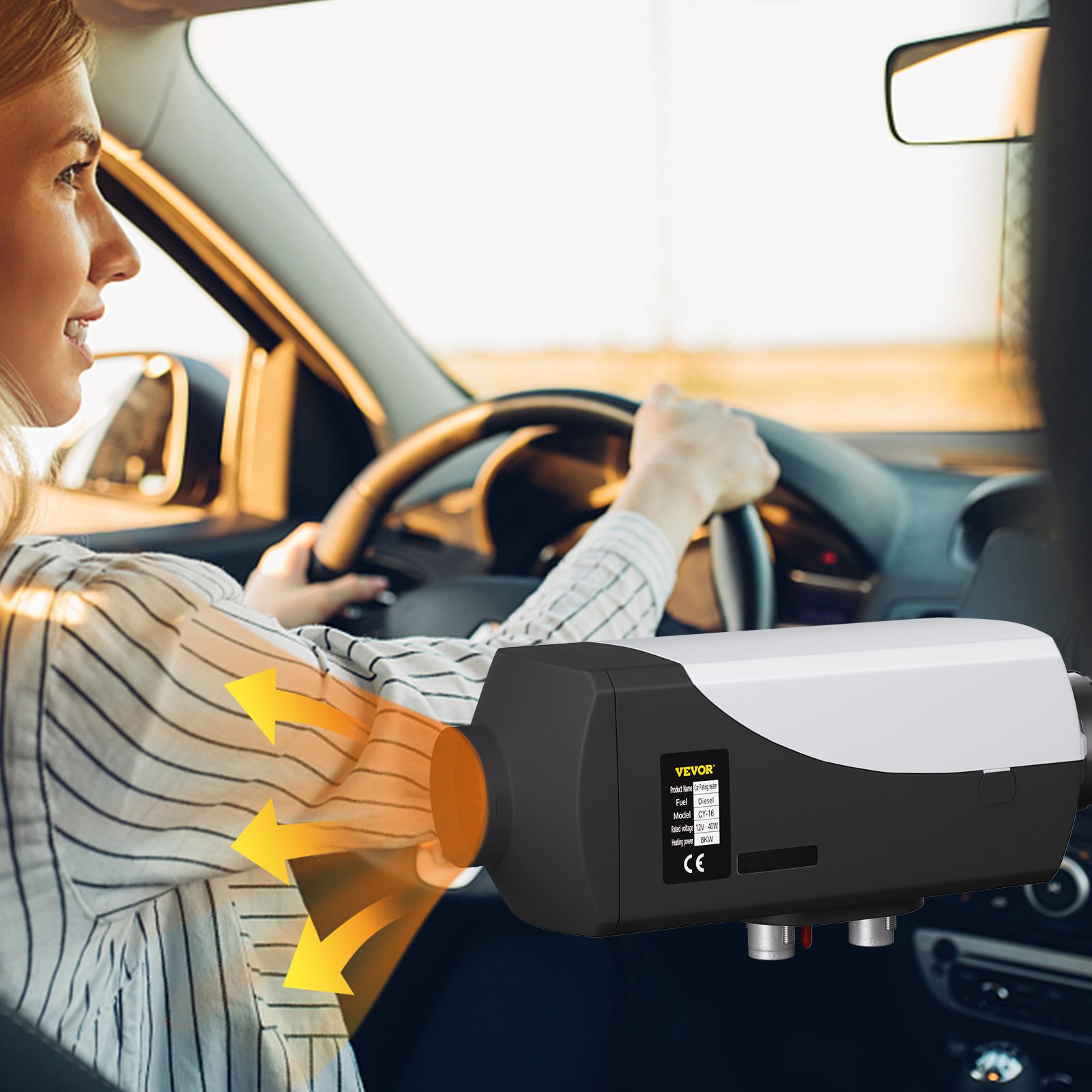 VEVOR Carburante Gasolio Riscaldatore ad aria diesel con termostato Lcd e silenziatore Dc riscaldatore diesel del parco kit completo di riscaldamento