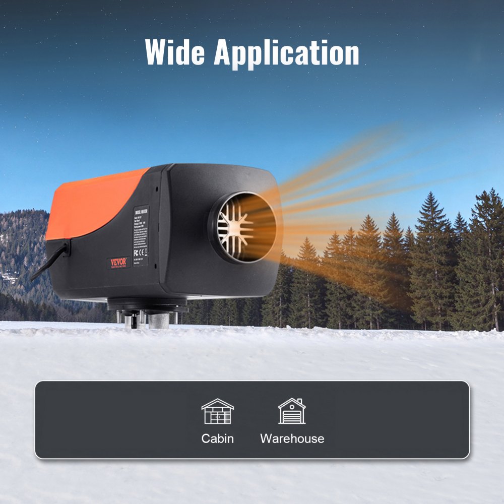 VEVOR Riscaldatore d'Aria Diesel per Auto Camper Camion RV 12V 5-8KW Temperatura Regolabile 8℃-36℃ Controllo Bluetooth, Riscaldatore da Parcheggio per Auto Consumo di Carburante 0,16-0,62L/h BTU 20-25m²