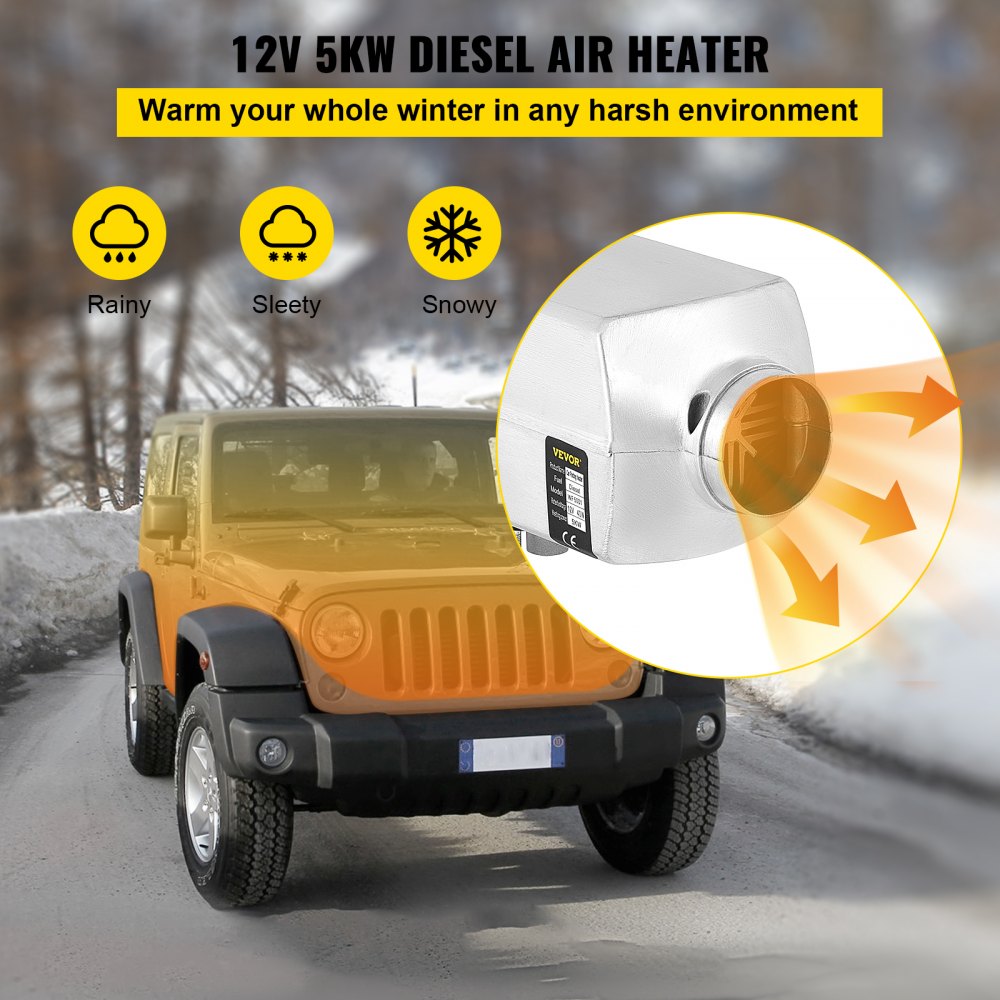 5kw 12v Diesel Air Heater Tank Aluminio Riscaldatore Parcheggio Termostato