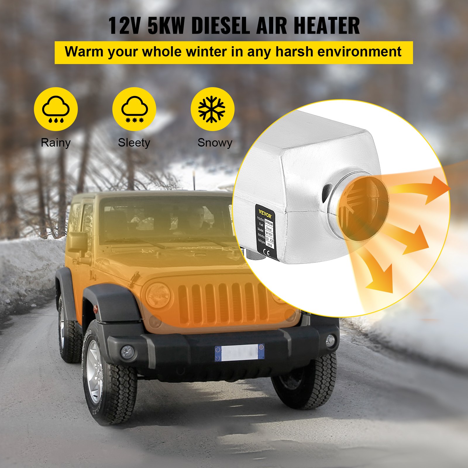 5kw 12v Diesel Air Heater Tank Aluminio Riscaldatore Parcheggio Termostato