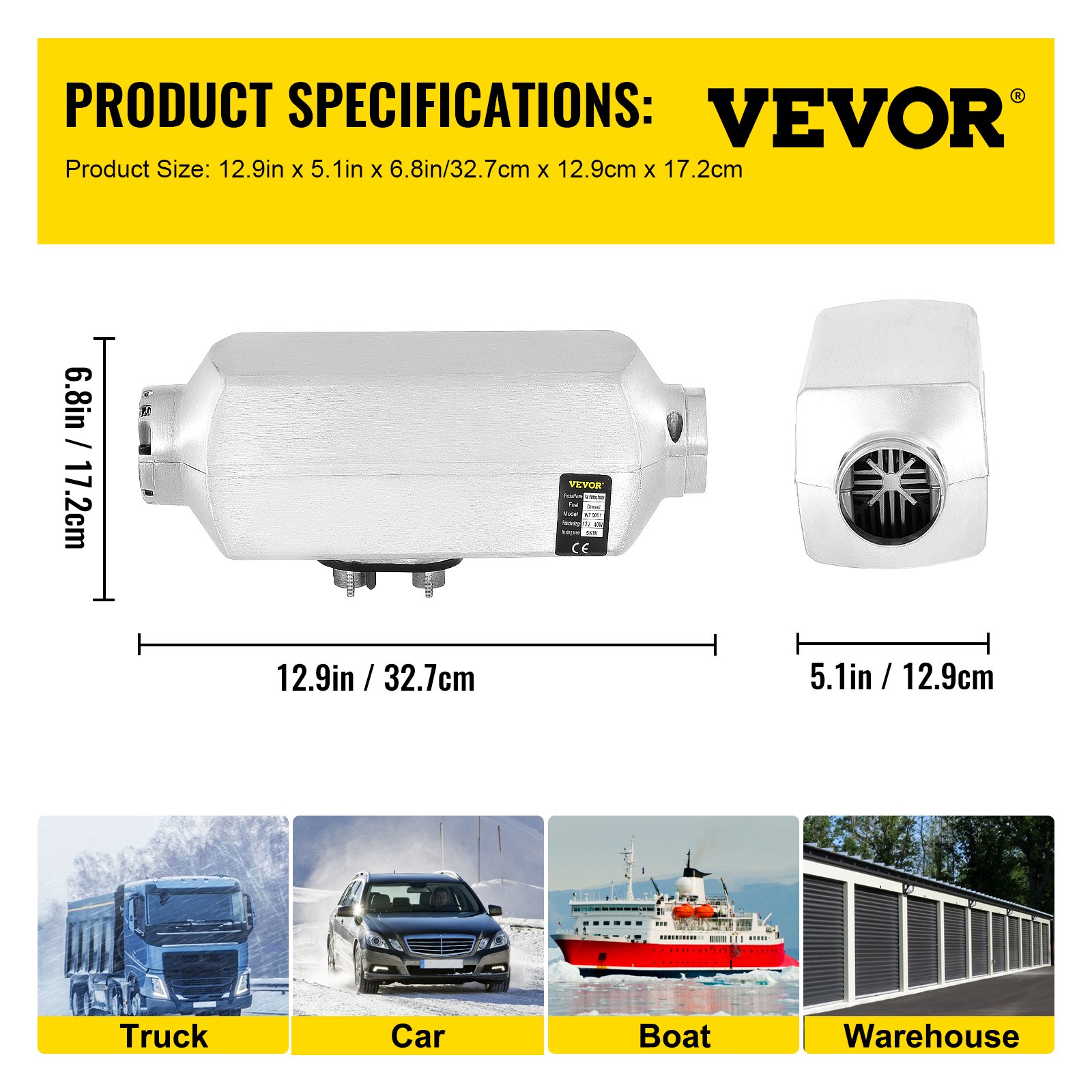 5kw 12v Diesel Air Heater Tank Aluminio Riscaldatore Parcheggio Termostato