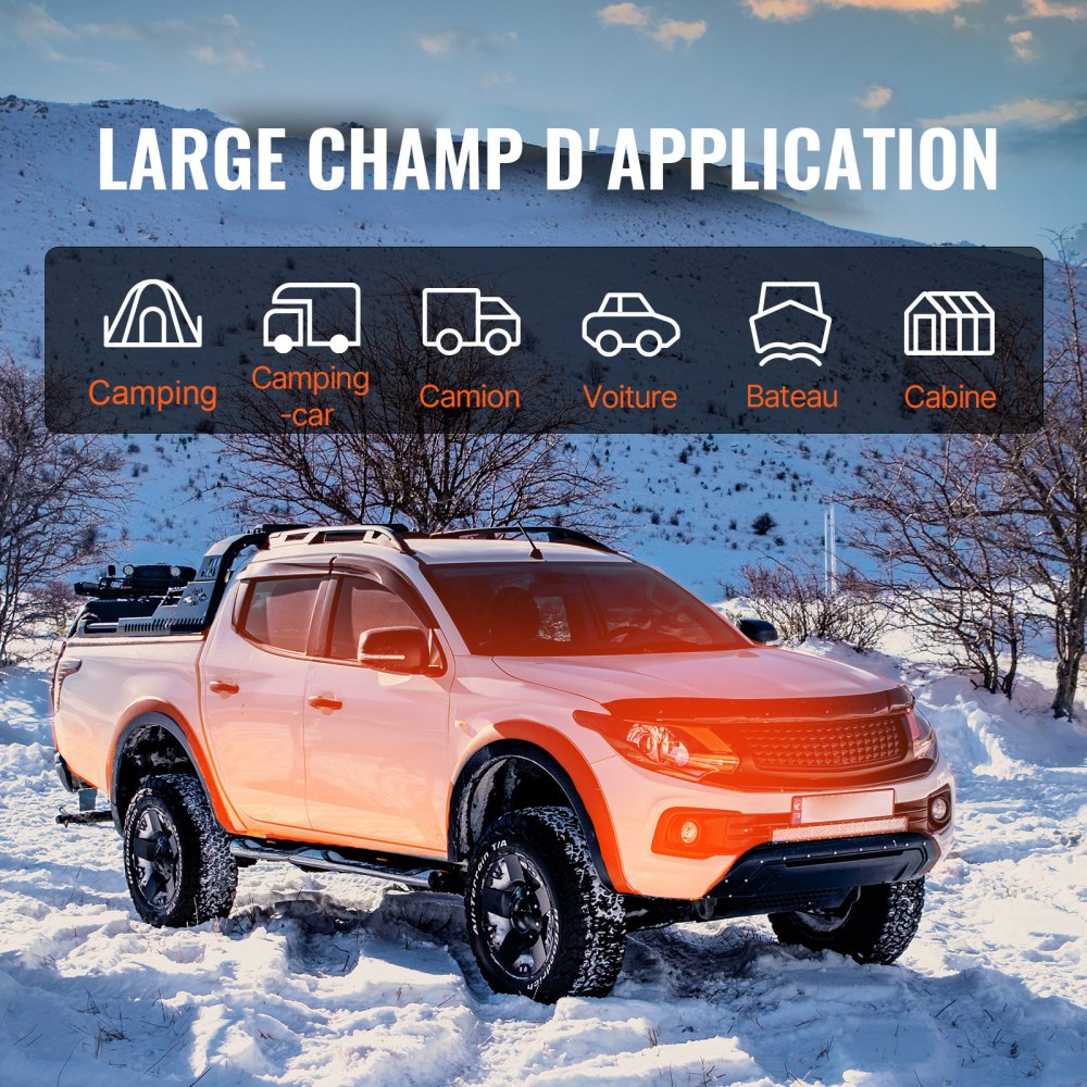 VEVOR Riscaldatore d'Aria Diesel Portatile All-in-One 12V 5kW 0,16-0,52 L/h per Auto Camion Camper, Riscaldatore d'Aria Diesel da Parcheggio 8℃-36 ℃ Regolabile 15-20 m² Telecomando LCD Serbatoio 5L