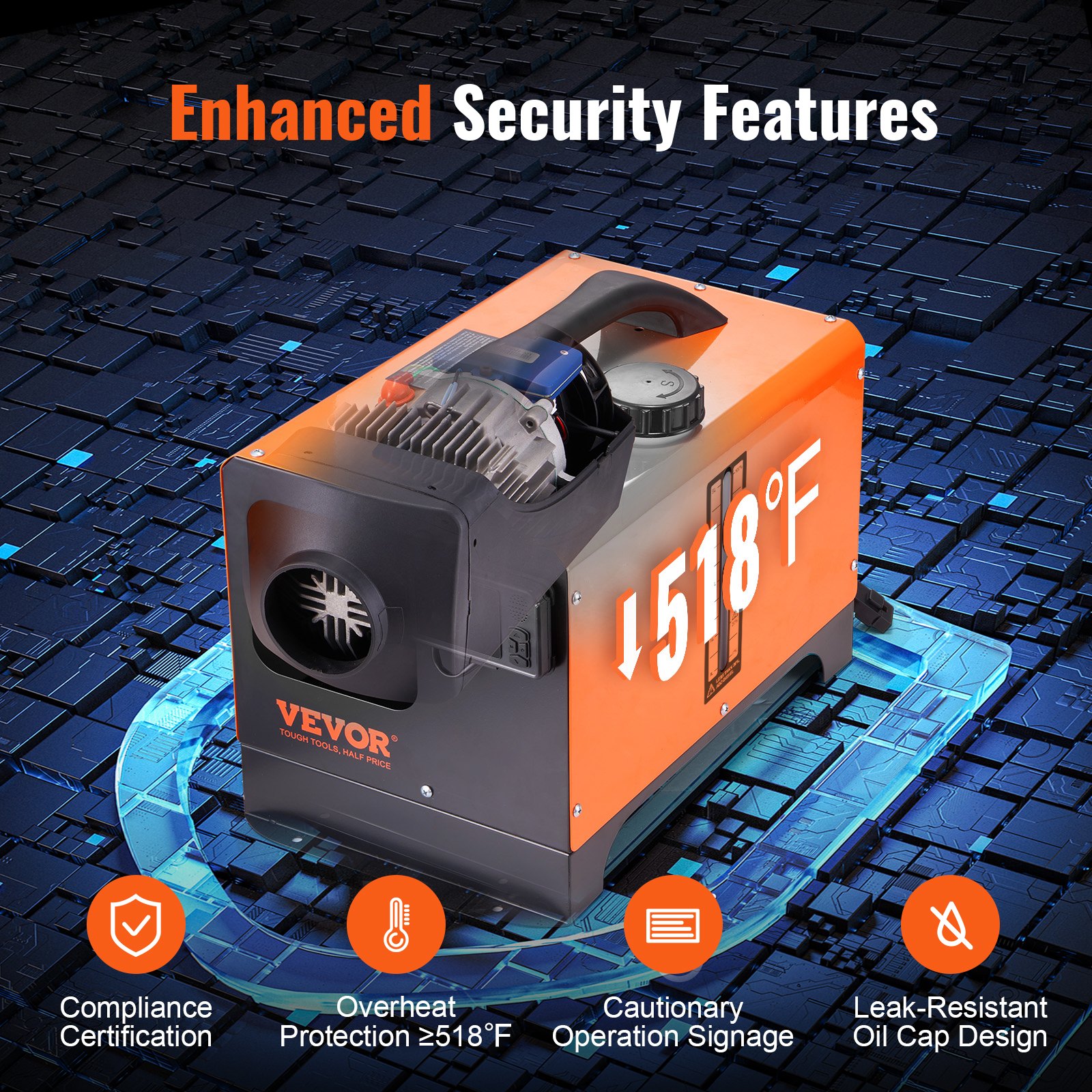 VEVOR Riscaldatore d'Aria Diesel All-in-One per Auto Camper Camion RV 12V 8KW Temperatura Regolabile 8℃-36℃ Controllo Bluetooth, Riscaldatore da Parcheggio per Auto Consumo di Carburante 0,16-0,62L/h