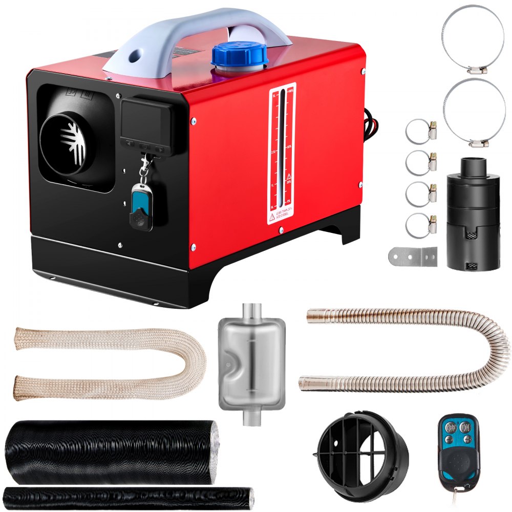 VEVOR Riscaldatore ad Aria Diesel 12V, Riscaldatore di Parcheggio, Riscaldatore per Camion per Auto 8KW Monoforo con Schermo LCD, Colore Rosso, Riscaldamento da Parcheggio, Air Heater Diesel 12V 8KW