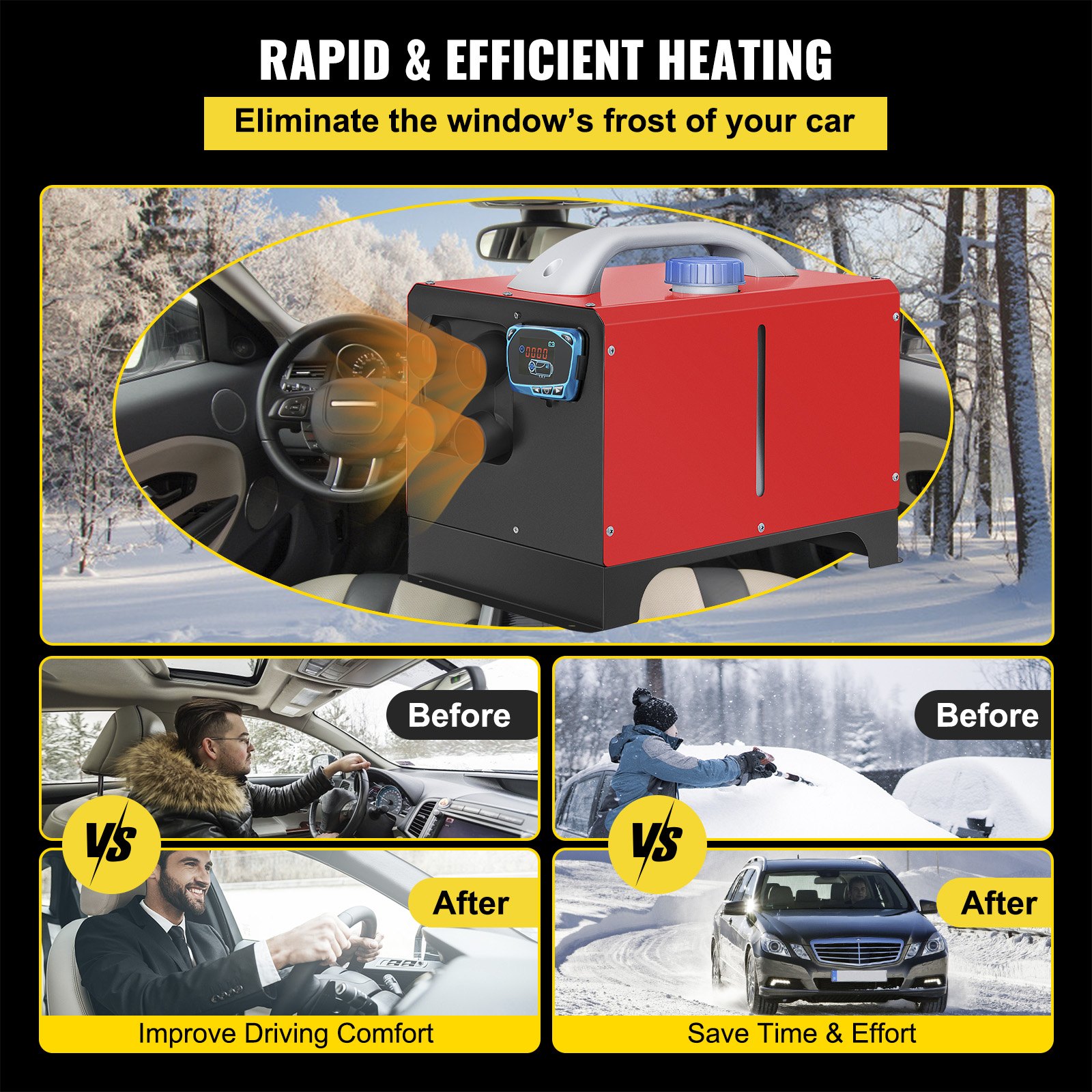 VEVOR Carburante Gasolio Riscaldatore ad Aria Diesel 5KW Riscaldamento da Parcheggio 12V Mini Riscaldatore con 4 Prese d'aria Riscaldatore Diesel